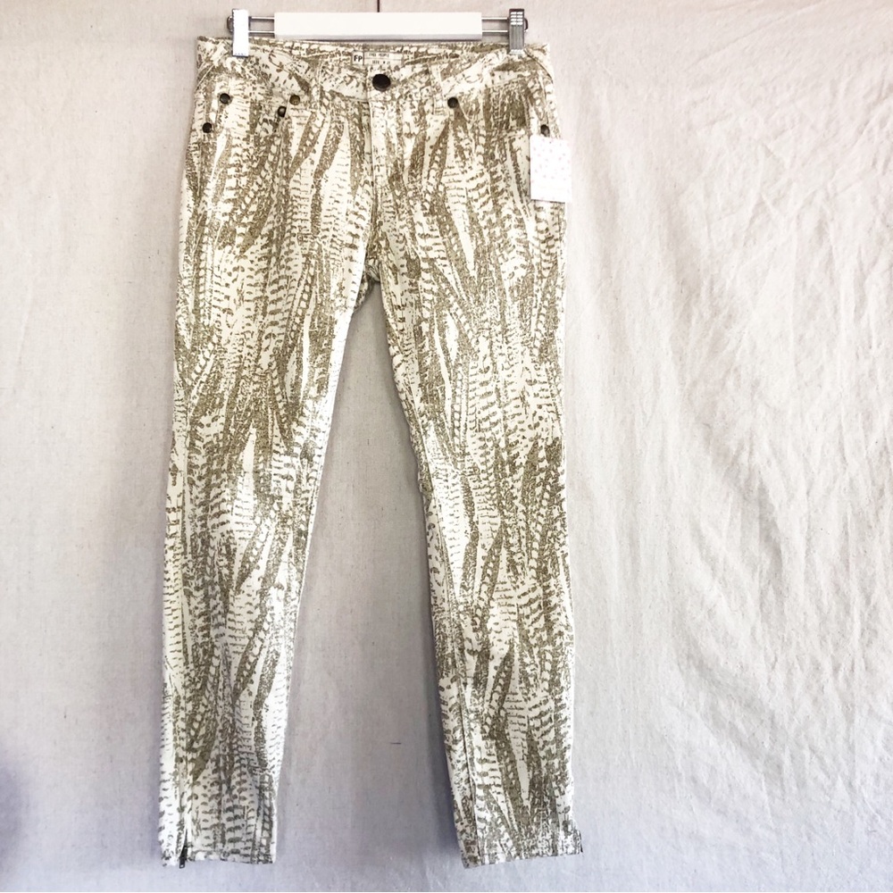 NWT Free People Cream Combo Skinny Pants size 27